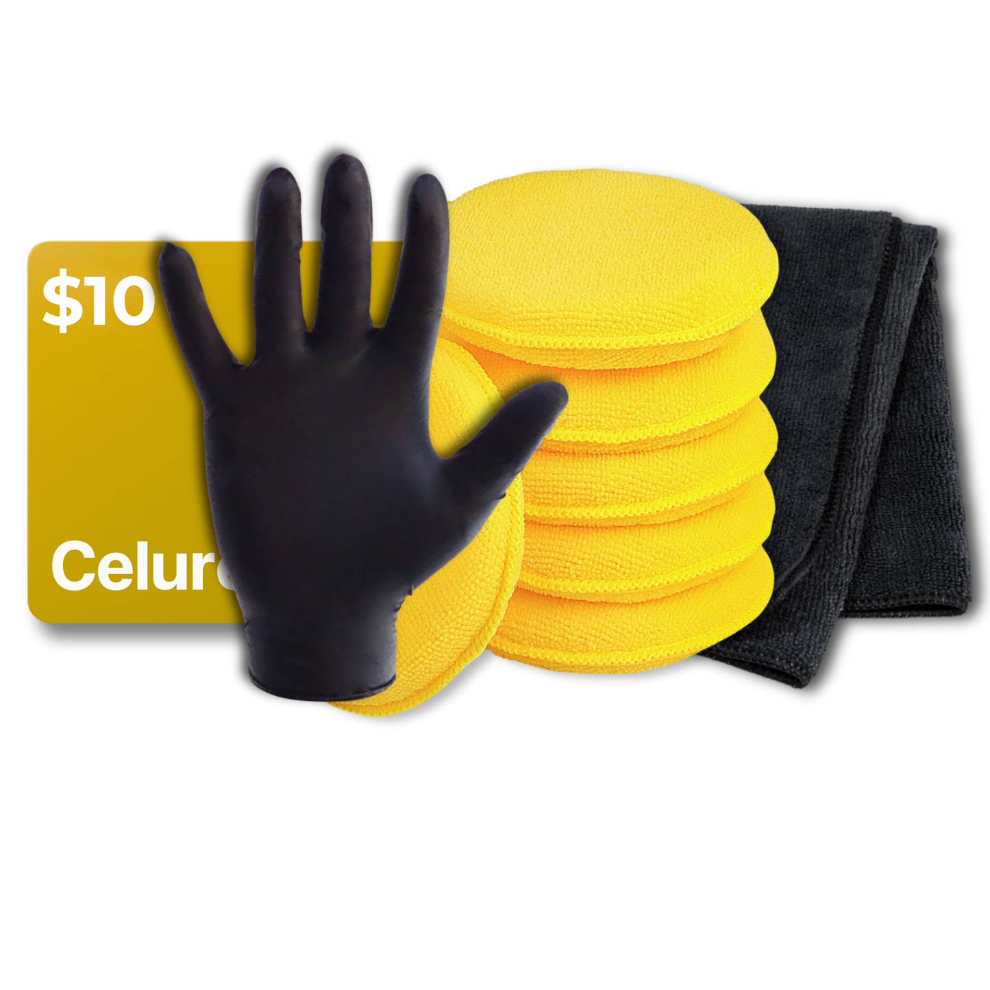 Celurex Polish Applicator Sponge, Microfiber Towel, Polishing Gloves, and $10 Gift Card