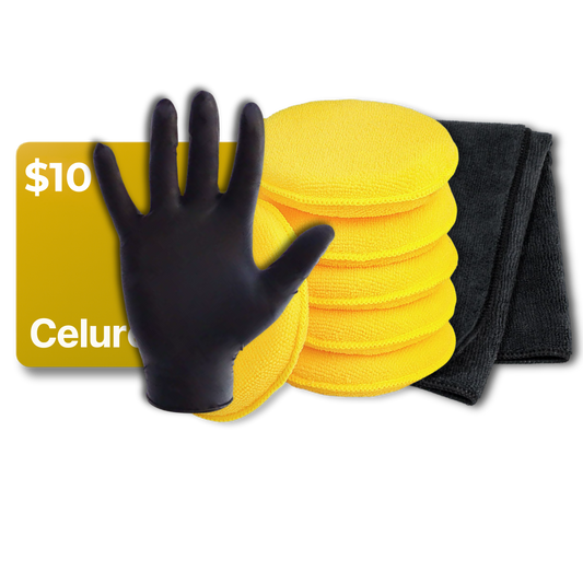 Celurex Polish Applicator Sponge, Microfiber Towel, Polishing Gloves, and $10 Gift Card
